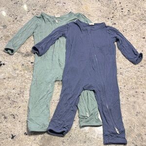 Larkspur Bamboo Boutique Baby Onsies Cozy Kids Footies in Blue and Green